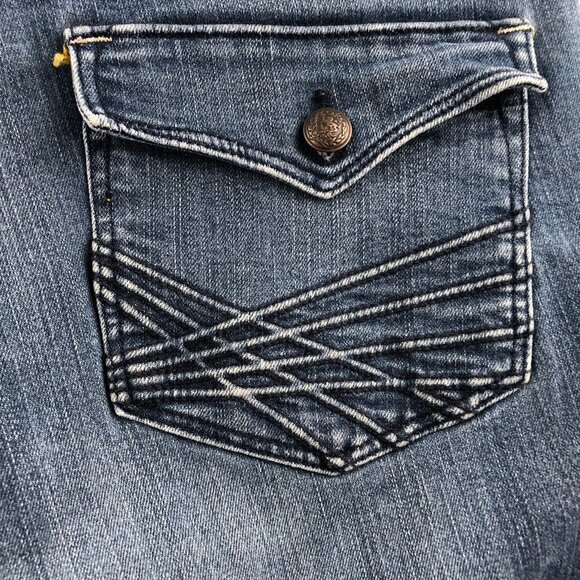 Vintage Lee Womens Jeans Size 32 Measured Blue Denim Bootcut Leg Classic Casual - Picture 10 of 12